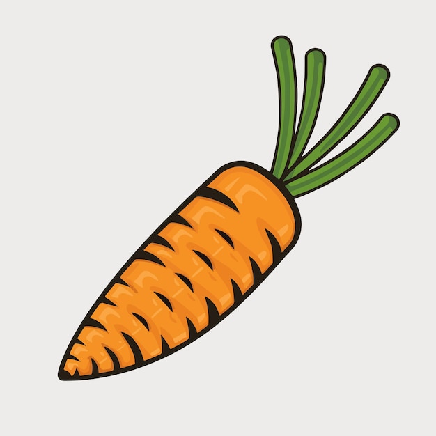 A drawing of a carrot with a green stem on it