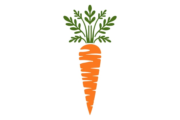 Vector a drawing of a carrot with a green top and a green leaf on the top