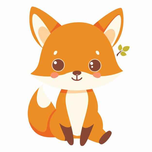Vector a drawing of a cartoon fox with a flower in the background