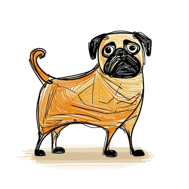 Vector a drawing of a cartoon pug dog