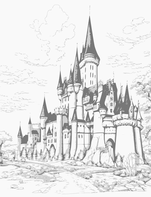 Vector a drawing of a castle by corbis