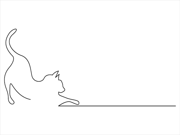 白い背景の猫の絵と猫のラインの絵