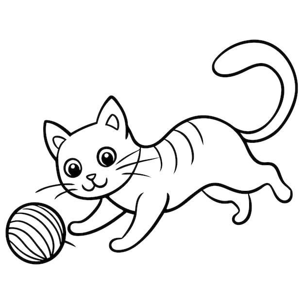 a drawing of a cat with a ball and the word cat on it