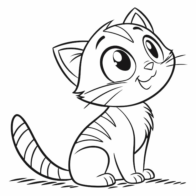 a drawing of a cat with big eyes and a big nose