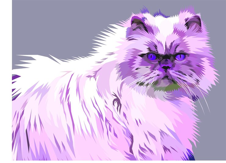 Vector 青い目と紫色の鼻を持つ猫の絵