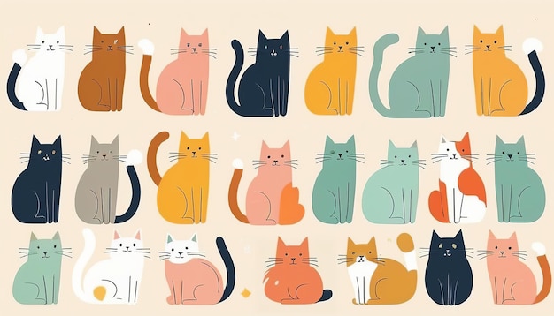 Vettore un disegno di un gatto con uno sfondo colorato