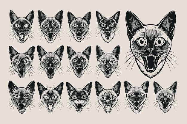 Vettore un disegno di un gatto con una faccia buffa