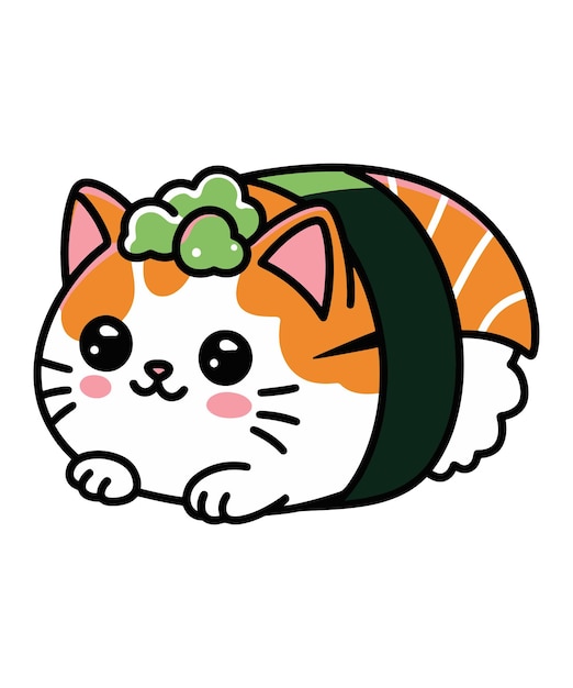 머리에 초록색 활을 가진 고양이의 그림
