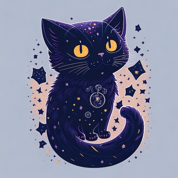 Рисунок кота со звездой, на которой написано «звезда».