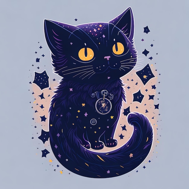 「星」と書かれた星が付いた猫の絵。