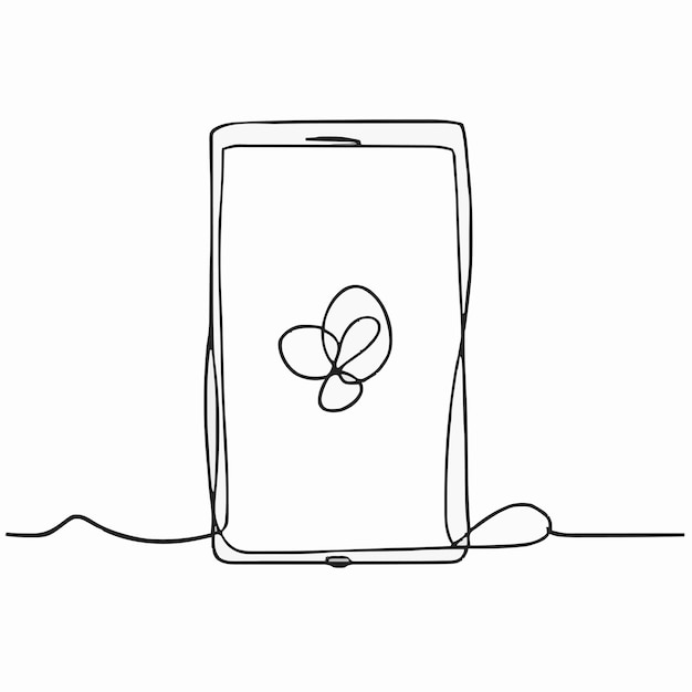 Vector a drawing of a cell phone with a flower on it