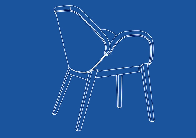 Drawing of a chair on a blue background vectorx9