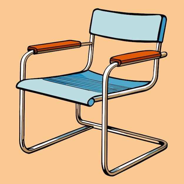 Vector a drawing of a chair that has a blue seat