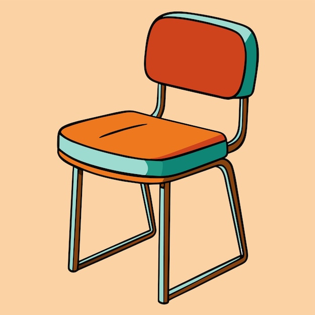 a drawing of a chair with a red seat and a green seat
