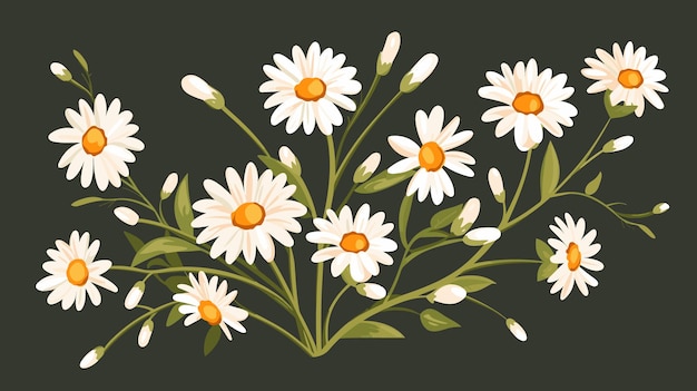 Drawing chamomile flowers vector