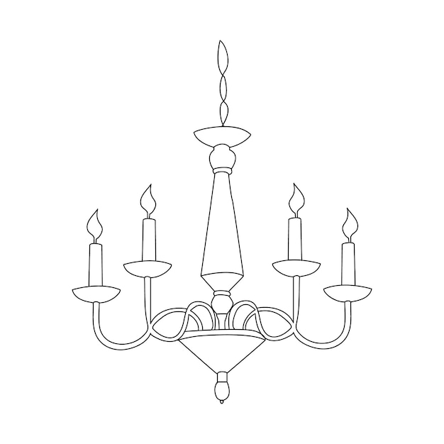 a drawing of a chandelier with several candles on it