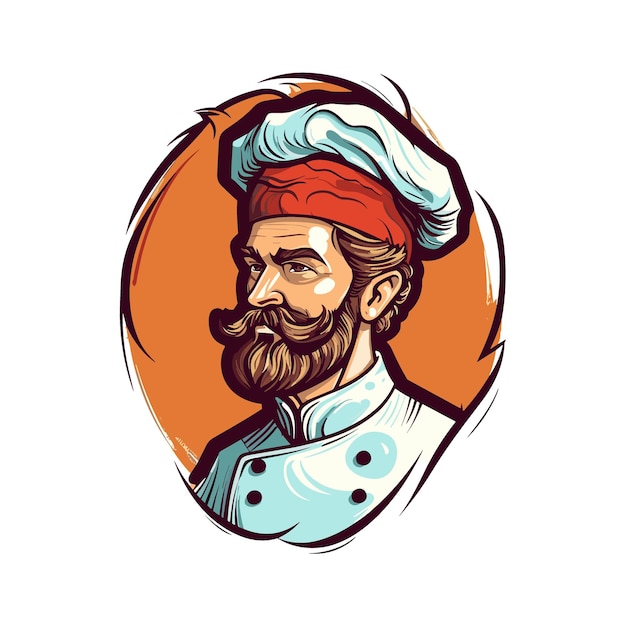 Vector a drawing of a chef with a hat on it