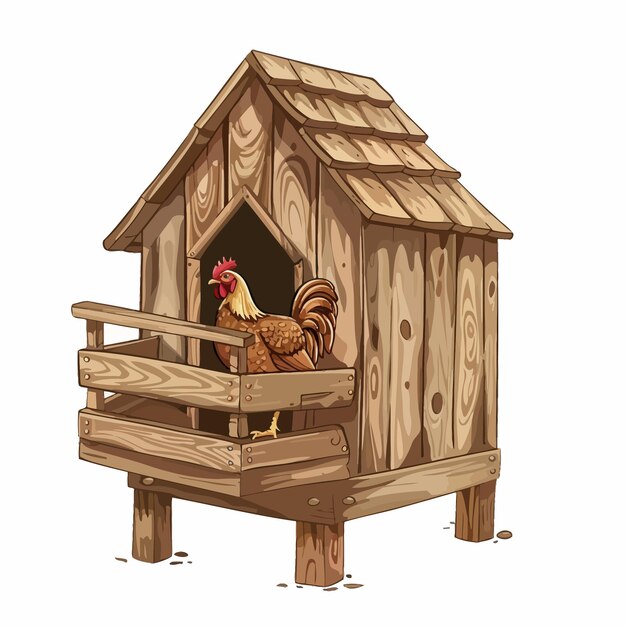 a drawing of a chicken house with a chicken inside