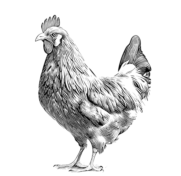 A drawing of a chicken with the word chicken on it