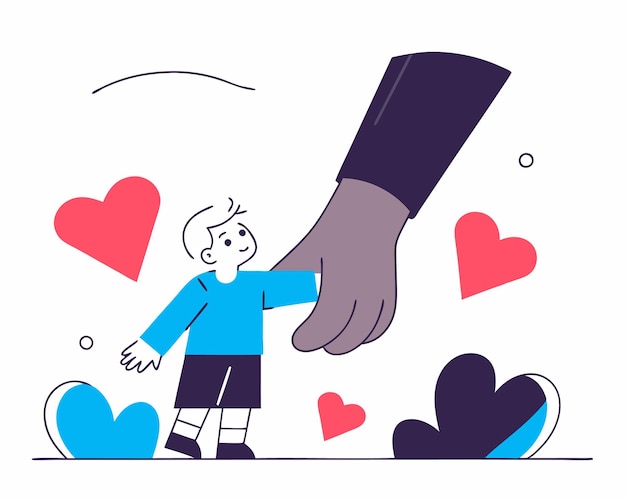 drawing of childs hand holding his mothers hand for mothers day illustration