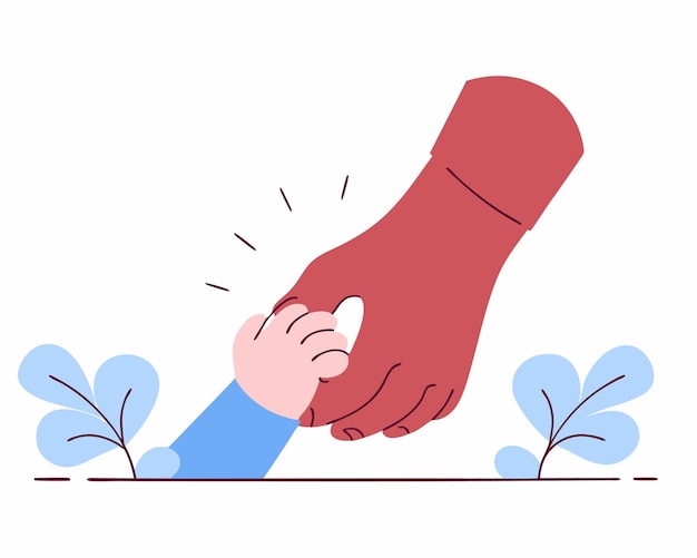 drawing of childs hand holding his mothers hand for mothers day illustration