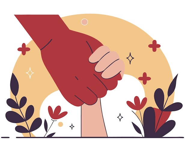 drawing of childs hand holding his mothers hand for mothers day illustration