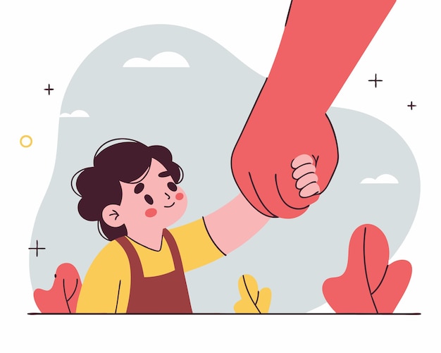 drawing of childs hand holding his mothers hand for mothers day illustration