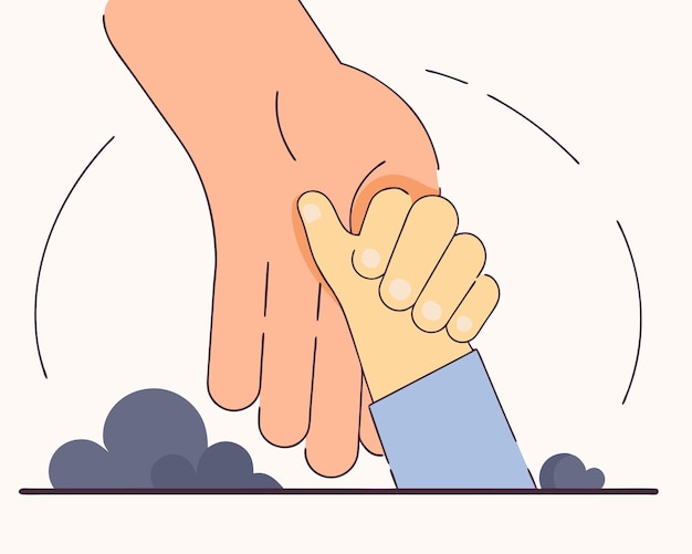 drawing of childs hand holding his mothers hand for mothers day illustration