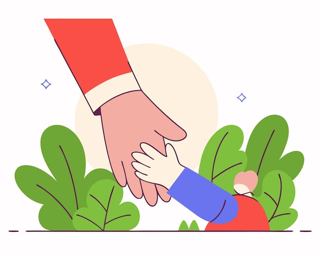 drawing of childs hand holding his mothers hand for mothers day illustration