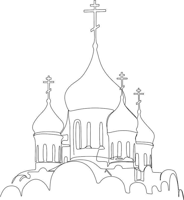 Vector a drawing of a church with a cross on the top