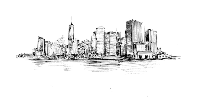 Drawing of cityscape pencil style