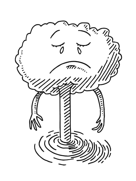 a drawing of a cloud with a sad face