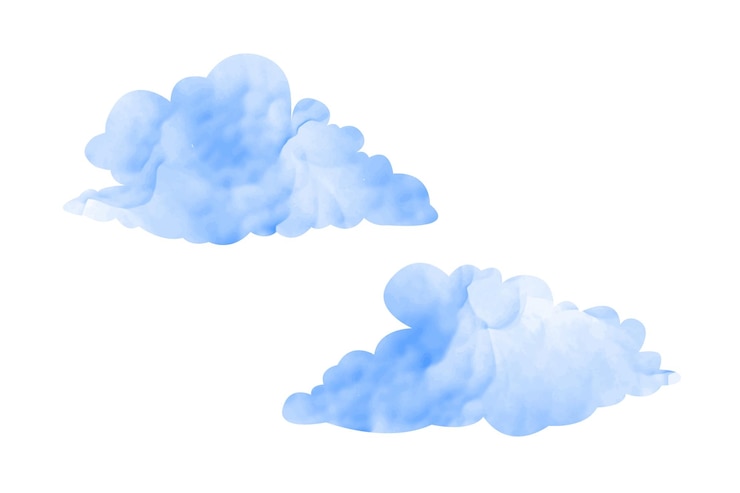 Vector a drawing of clouds in blue and white
