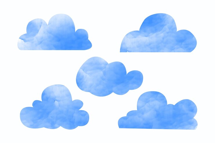 Vector a drawing of clouds with blue and white on a white background