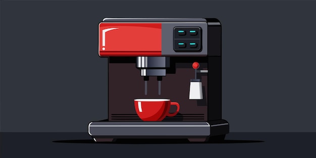 A drawing of a coffee maker with a black background