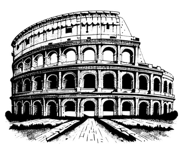 A drawing of the colosseum in rome.