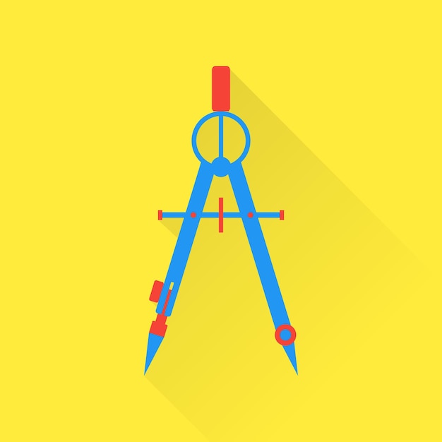 Drawing compass flat icon vector technical tool architect engineer isolated colored compass