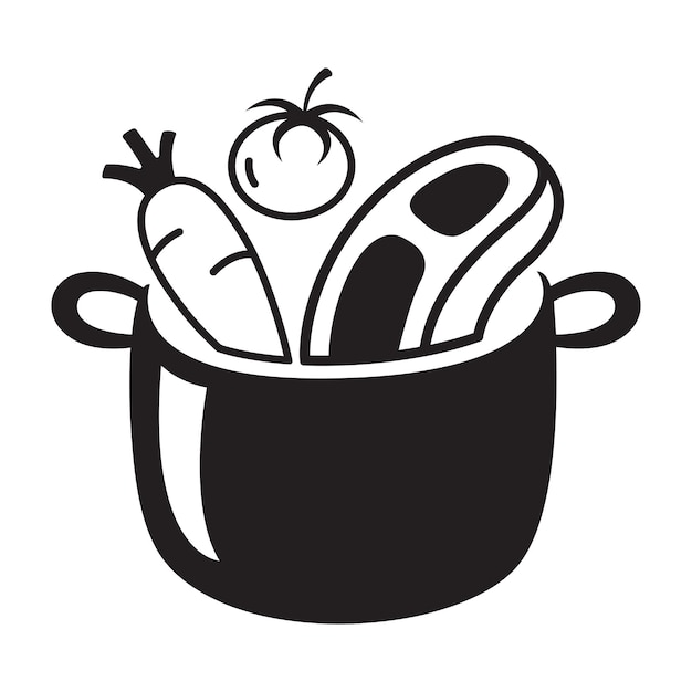 Vector drawing cook in pot vector