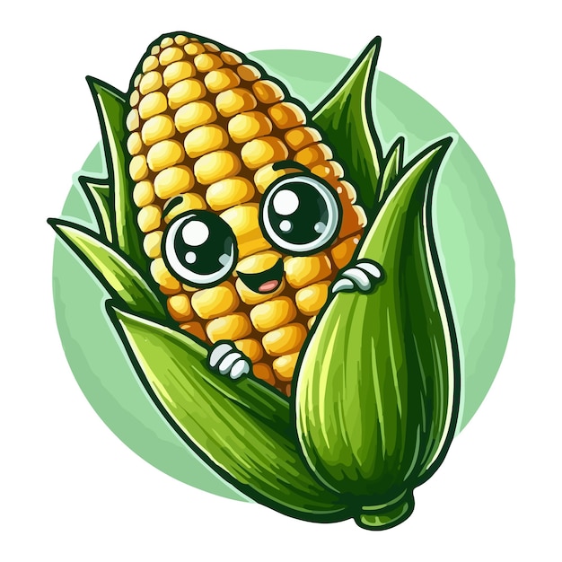 Vector a drawing of a corn with eyes and eyes