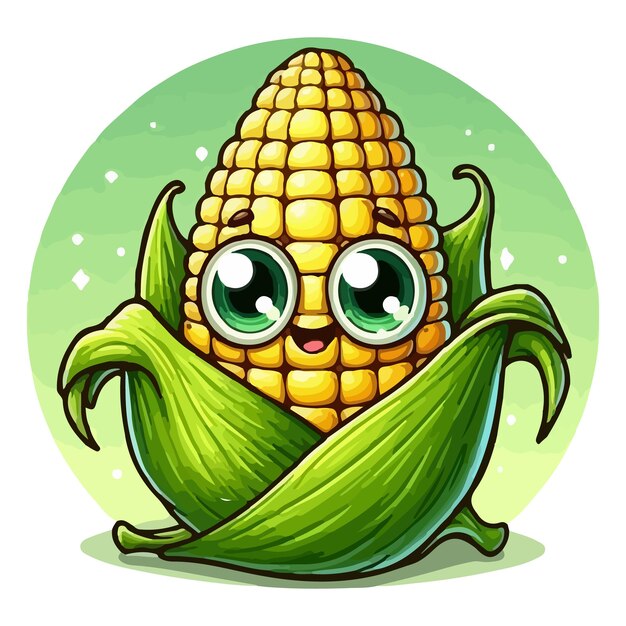 Vector a drawing of a corn with a face drawn on it