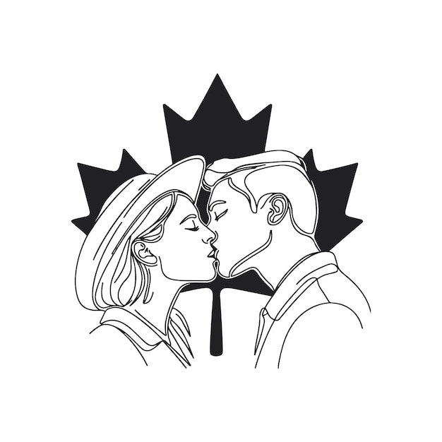 a drawing of a couple kissing in front of a crown