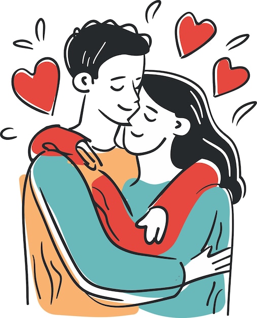 キスとキスをしているカップルの絵