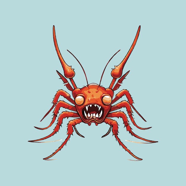 Vector a drawing of a crab with a face drawn on it