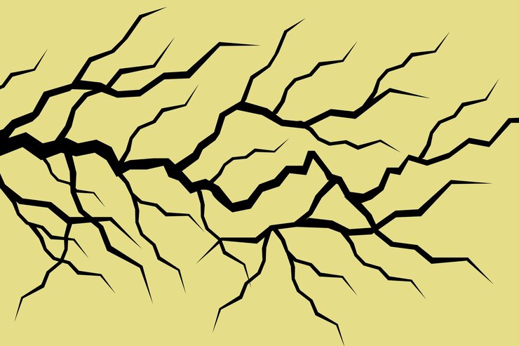 Vector a drawing of a cracked earth with a line drawing of a cracked ground
