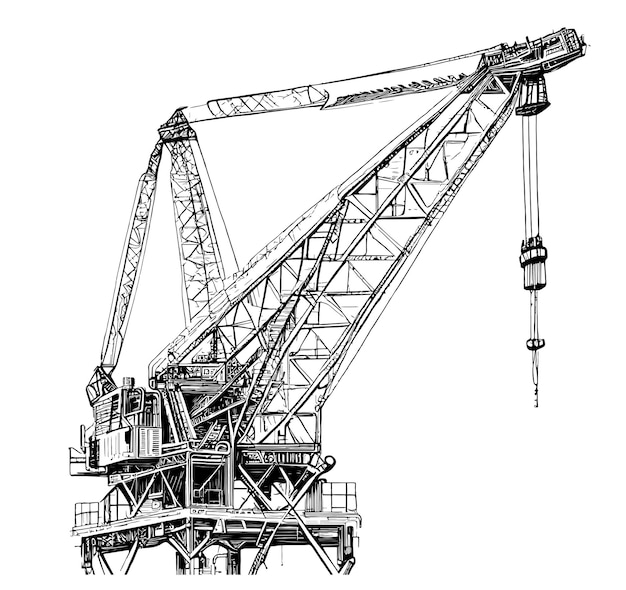 Vector a drawing of a crane with a number 5 on it.