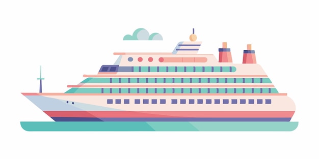 a drawing of a cruise ship called the pink and green