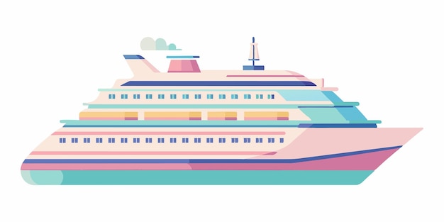 a drawing of a cruise ship with a pink and blue stripe