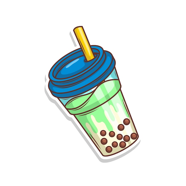 Vector a drawing of a cup with a straw and the lid on it