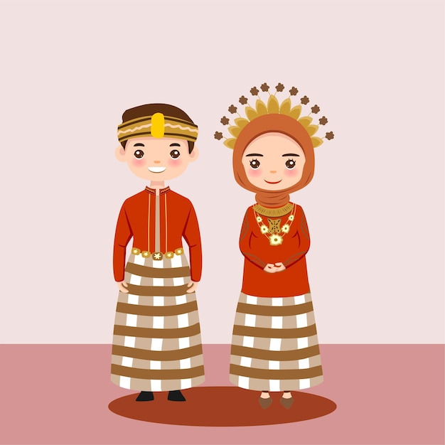 Drawing Cute Couple with bugis traditional dress