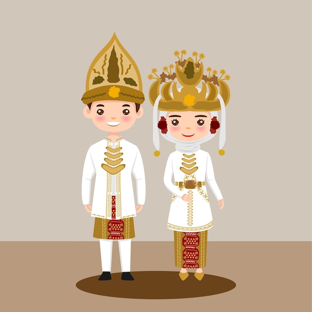 Drawing Cute Couple with Lampung traditional dress